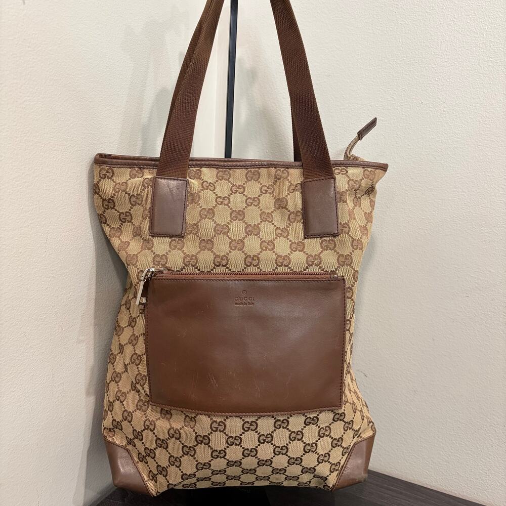 #3222 GUCCI Brown Canvas Large Tote